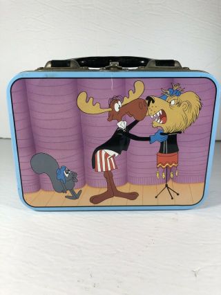 Vintage Rocky And Bullwinkle Metal Tin Lunch Box Mr Know It All 1998