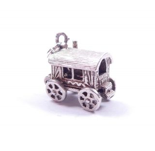 Vintage Charm Gypsy Wagon Opens To Fortune Teller 925 Sterling Silver 3.  1grams