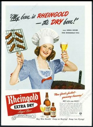 1943 Miss Rheingold Beer Christmas Photo Vintage Print Ad | #2339916