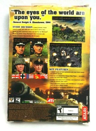 Axis & Allies WWII Atari PC Game Timegate Rare Vintage CD - Rom War Complete 2