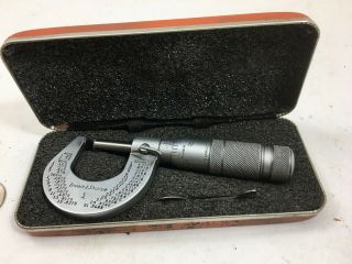 Vintage Brown & Sharpe 0 - 01 " Micrometer 1,  10ths Carbide Ratchet,  Lock,  Shp