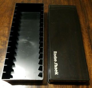 Vintage Radio Shack Cassette Tape Holder Black Hard Plastic Case Holds 15 Tapes