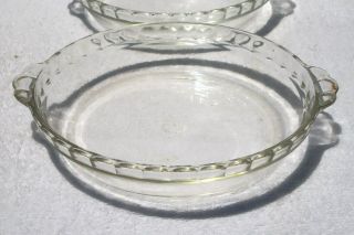 Vtg Pyrex Deep Dish 9 " Pie Plate.  Clear Glass Scalloped Tab Handles 228 (to 2)