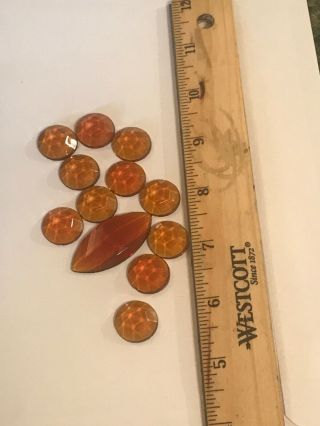 Vintage Gold Faceted Stained Glass Jewels - 12pieces -