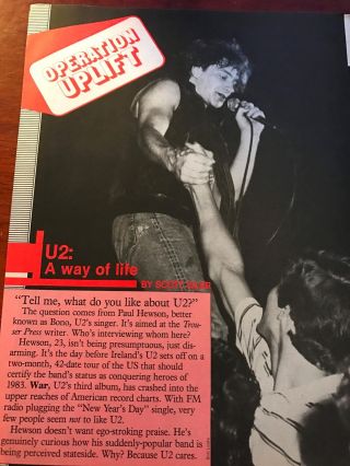 1983 Vintage 6 Page Article On Rock Band U2 A Way Of Life Bono Adam Clayton