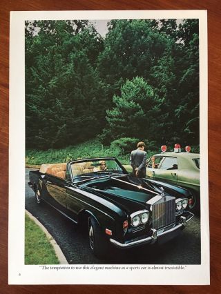 Vintage 1972 Print Ad Rolls Royce Corniche Convertible Temptation