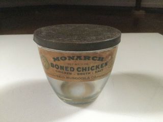 Vintage Fire King Monarch Boned Chicken Jar Reid Murdoch Chicago 7 Oz.  Tin Lid