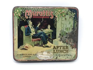 Vintage Tobacco Tin,  Muratti’s “after Lunch” Cigarettes London C1930s