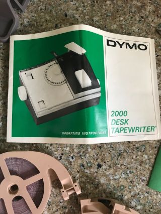 Vintage Dymo 2000 Desk Tapewriter w/Box & Sears Handheld Extra Wheels Tape Refil 2