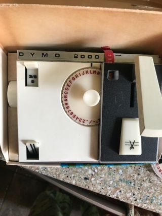 Vintage Dymo 2000 Desk Tapewriter w/Box & Sears Handheld Extra Wheels Tape Refil 3