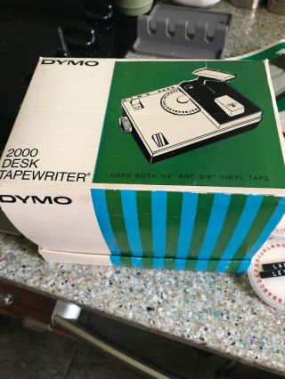 Vintage Dymo 2000 Desk Tapewriter w/Box & Sears Handheld Extra Wheels Tape Refil 4