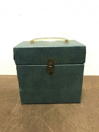 Vintage 45 Rpm Record Case Green Vinyl Storage Chest Locking Crate Trunk Box 50s