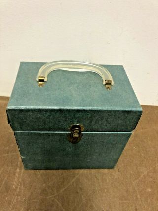 Vintage 45 RPM Record Case green vinyl storage chest locking crate trunk box 50s 2