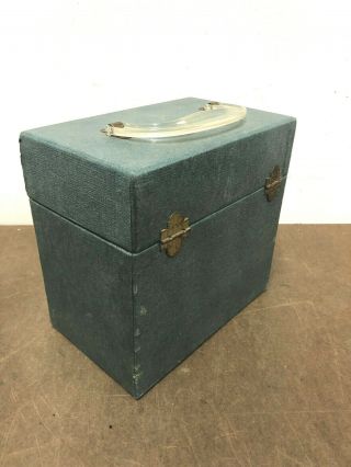 Vintage 45 RPM Record Case green vinyl storage chest locking crate trunk box 50s 4