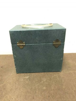 Vintage 45 RPM Record Case green vinyl storage chest locking crate trunk box 50s 5