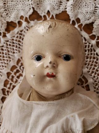 Antique Composition Baby Doll Unmarked Painted Eyes Fabric Body 15 " L