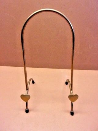 Vtg Brass Plate Stand Display Dish Holder Rack Picture Photo Support Holder Lqqk