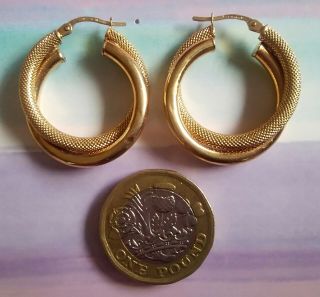 Vintage 9ct Hallmarked Double Hoop Earrings - Yellow Gold