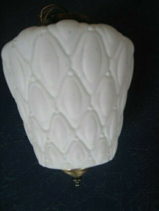 Vintage Hanging Swag Lamp White Glass Globe Ceiling Light Fixture Hard Wire