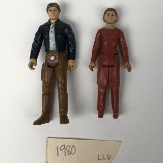 1980 Vintage Star Wars Han Solo Princess Leia Bespin Fatigues Action Figures