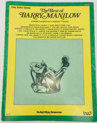 Vintage The Best Of Barry Manilow Music Song Book 1976 Chords Words Music