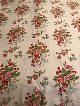 Vintage Ralph Lauren Emily Ann Rose Floral Made Italy Queen Ruffled Flat Sheet