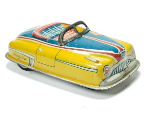 Vintage 1950s Cragstan Tin Toy Convertible Car Cowboy Horseshoe Japan 4in