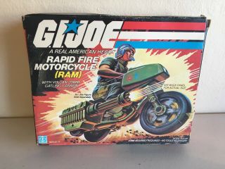 Vintage 1982 Hasbro G.  I.  Joe Ram Rapid Fire Motorcycle W/ Box & Cardboard Insert