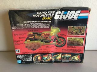 Vintage 1982 Hasbro G.  I.  Joe RAM Rapid Fire Motorcycle w/ Box & Cardboard Insert 2