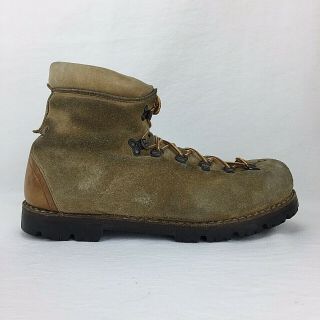 Vintage Mens Hiking Boots Tan Suede Size 11 Made In Italy Tyrolean Style