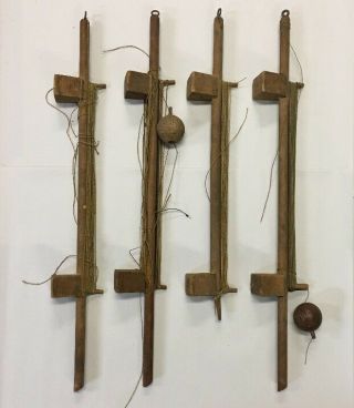 Vintage Wood Ice Fishing Rigs Line Rods Antique Rustic Cabin Decor Wall Hangers