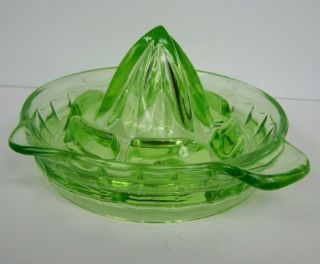 Vintage Depression Glass Vaseline Glass Hand Juicer Reamer Green Uranium Small