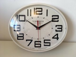 Vintage Retro Oval Mid Century 60s 70s Wall Clock Towchester Cream Black Mcm