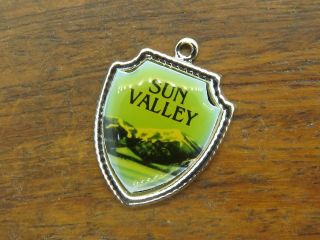Vintage Silver Sun Valley Idaho State Mountains Travel Shield Charm E15