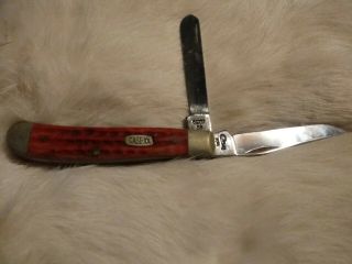 Vintage Case Xx 6207 Ss 1999 Mini Trapper 2 Blade Pocket Knife Red Bone Handle