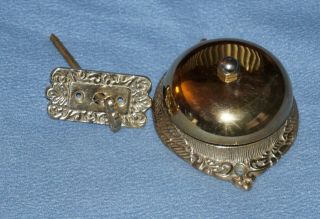 Vintage Brass Ornate Mechanical Twist Doorbell Set - Great Sound,  Polished