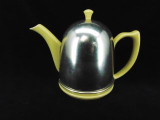 Vintage Hall Porcelain Yellow Teapot W/ Cozy Metal Warmer Cover Tea Pot