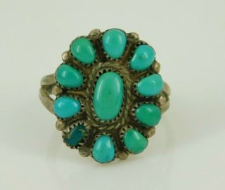 Vintage Southwestern Sterling Silver Turquoise Ring Size 7.  25 Signed