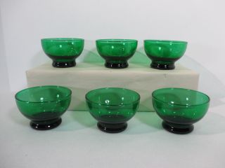 Forest Green Glass Custard Cups Bowls Anchor Hocking Vintage Set Of 6 Dessert