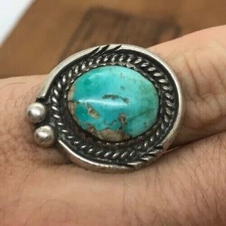 Vintage Sterling Silver Ring 925 Size 7.  5 Native American Turquoise Gemstone
