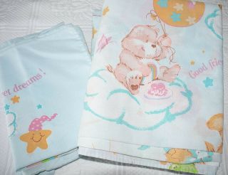 Vintage Care Bears Full Size Sheet Set Complete American Greetings Portrel