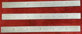 3 Vintage L.  S.  Starrett 6 " Flexible Rules 6 Inch Scales No.  C309r,  303r