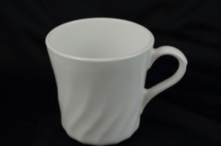 Vintage Corning Corningware Corelle Enhancements Bright White Swirl Coffee Mug