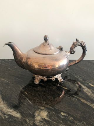 Vintage Early English Silver Plated Dumpy Stylish Teapot And Solid