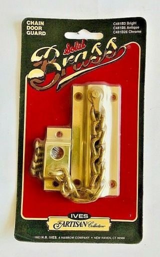 Ives Artisan Vintage Solid Brass Chain Door Guard.  In Package