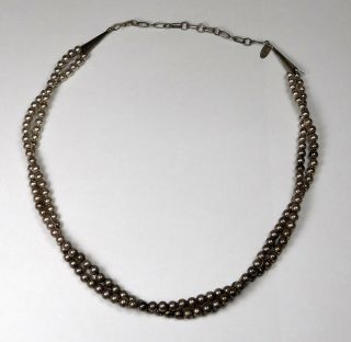 Vintage Running Bear Shop Southwestern Sterling Silver Twin Strand Bead Necklace