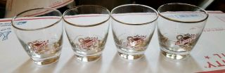 4 Vintage Stitzel Weller Old Fitzgerald Glasses Ky Straight Bourbon Whiskey