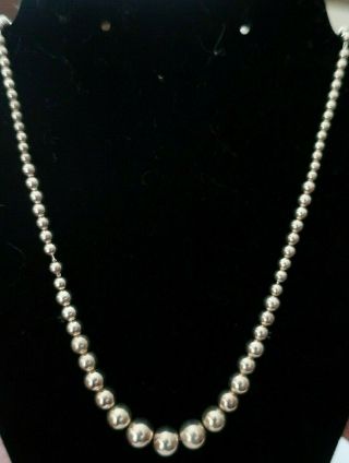 Vintage 18 " Graduated Ms Co Sterling Silver Beads Pearls Necklace Choker Vguc