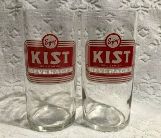 Vintage Federal Glass; Flat Tumblers W Kist Beverages Red,  White Graphics