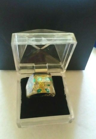 Vintage Clear Lucite Ring Presentation Box:geometric Faceted Pattern & Ring Sz 8
